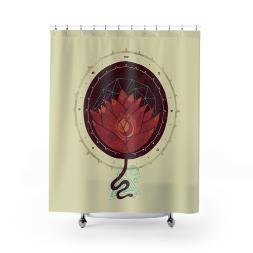 Red Lotus Flower Shower Curtain