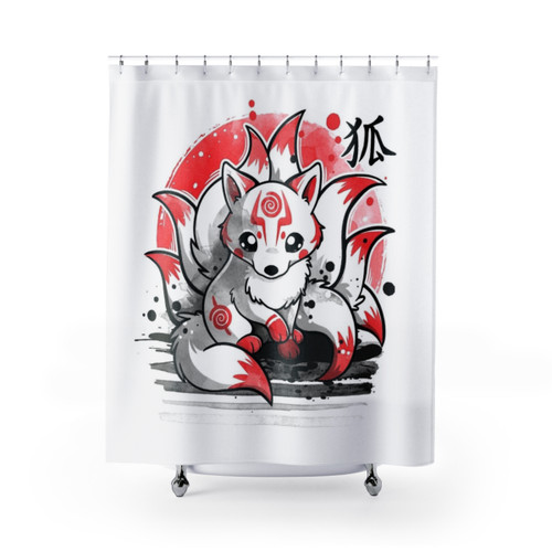 Vibrant Nine-Tailed Fox Spirit Shower Curtain