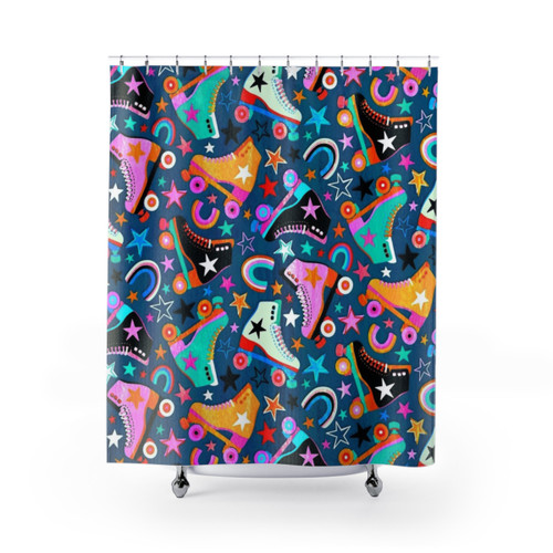 Retro Rainbow Roller Skates Shower Curtain