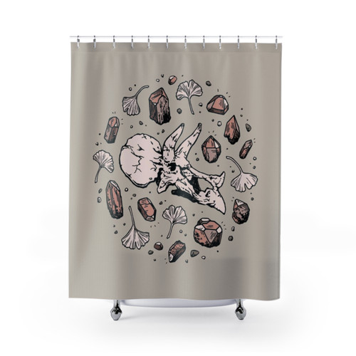 Triceratops dinosaur skull fossil art shower curtains