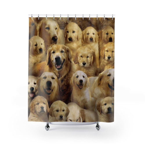 Adorable Golden Retriever Shower Curtain