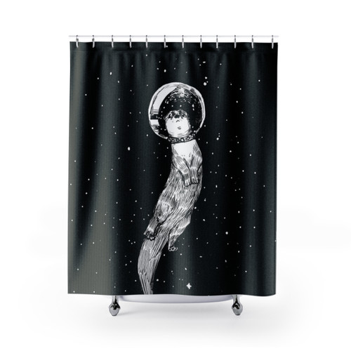 Drifting in Otter Space Shower Curtain featuring cute otter in space