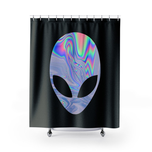 Cosmic, alien-themed shower curtain