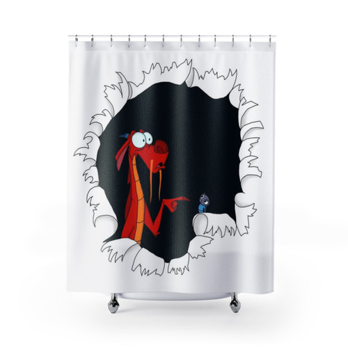 Mulan Inspired Shower Curtains with Mushu the Dragon