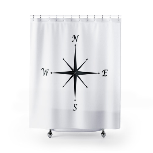 Compass Simple Shower Curtains for Nautical Bathroom Decor