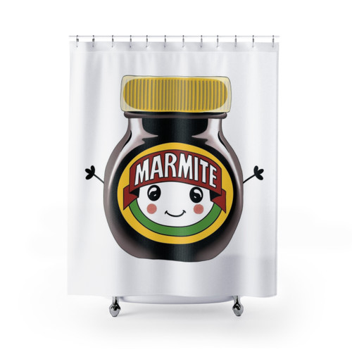 Marmite Cutie Shower Curtains with Fun Marmite Illustration