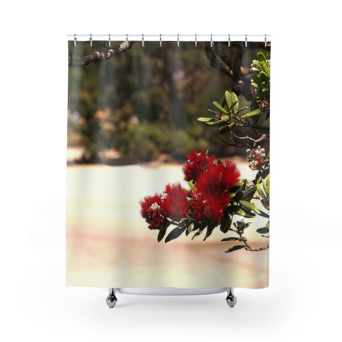 Pohutukawa Shower Curtains - Featuring the Iconic New Zealand Christmas Tree Design
