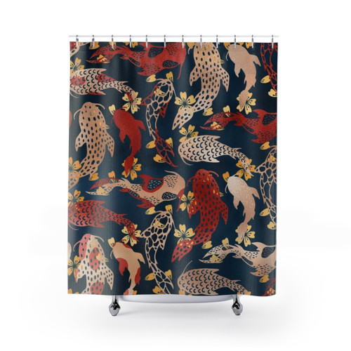 Kyoto Koi Fish Pattern Shower Curtains