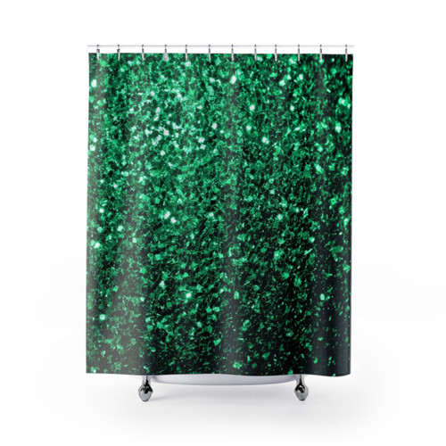 Emerald Green Glitter Shower Curtains