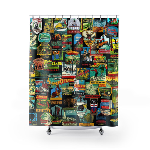 Canada Traveler Sticker Bomb Shower Curtains