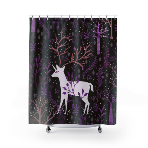 Deericorn Purple Watercolor Shower Curtain