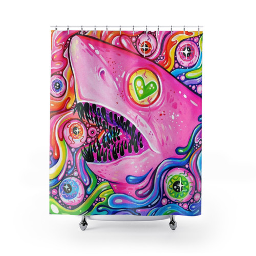 Colorful Shark Shower Curtain