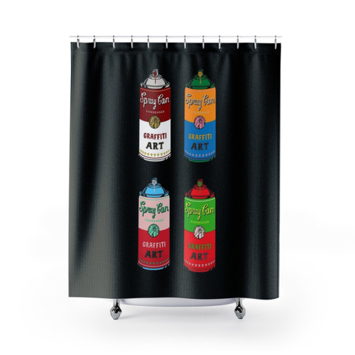 Vibrant Spray Can Art Shower Curtains