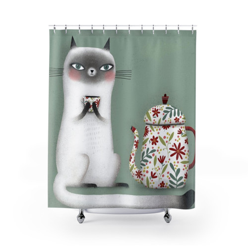 Cute Siamese Cat Shower Curtain