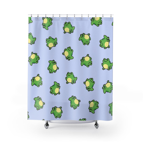 Frog-themed Shower Curtain for Bathroom Decor