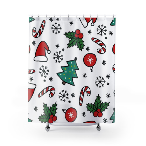 Beautiful Christmas-themed shower curtains