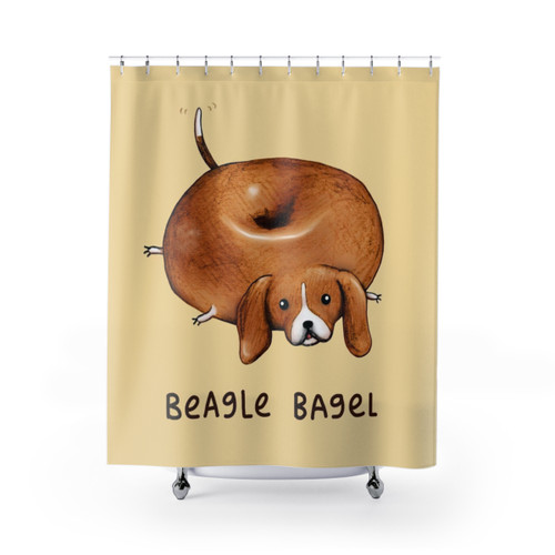 Beagle Bagel Shower Curtain - Cute Dog and Food Design