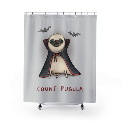 Count Pugula Pug Shower Curtains