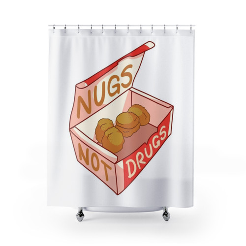 Funny Cartoon Shower Curtains with Nugs Not Drugs Design