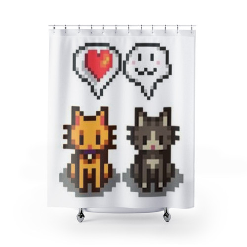 Stardew Valley Cats in Love Shower Curtain
