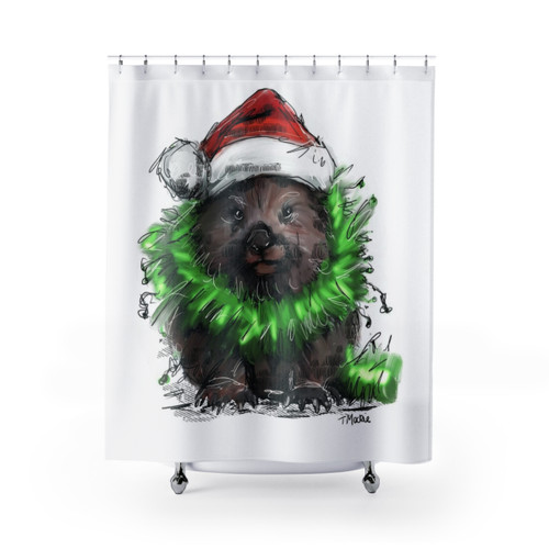 Wombat Christmas Shower Curtains