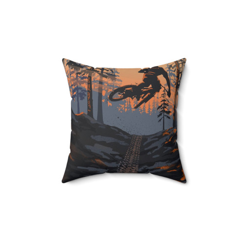 Retro Mountain Biking Sunset Pillow