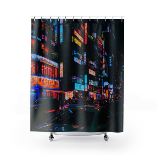 Vibrant Night City Shower Curtains