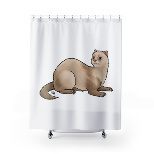 Ferret Shower Curtains with Tan Solid Design