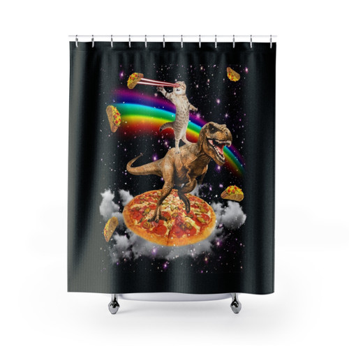 Galaxy Laser Eye Cat Dinosaur Pizza Shower Curtains