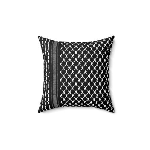 Palestinian Traditional Hatta Kufiya Pattern Pillow in White