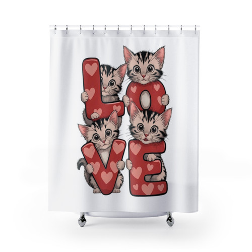 Cute Cat Print Shower Curtain
