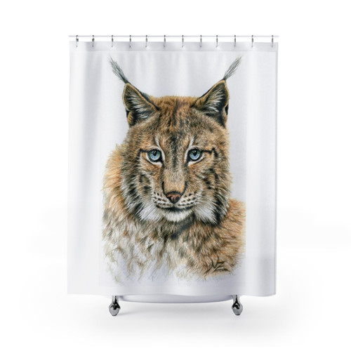 The Lynx - Der Luchs Shower Curtain Featuring a Wildlife Portrait