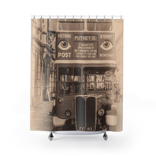 Vintage Red London Bus Shower Curtain