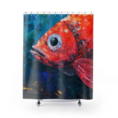Red Depths Shower Curtains - Abstract Ocean Art