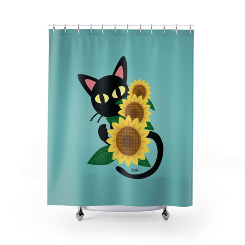Sunflower Shower Curtains for Cats