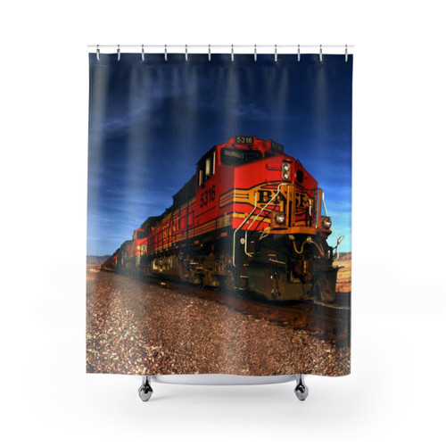 Santa Fe Shower Curtains with Colorful Train Graphics