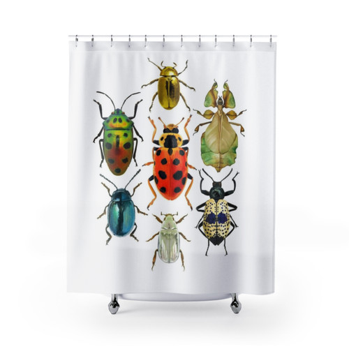 Colorful Beetle Pattern Shower Curtain