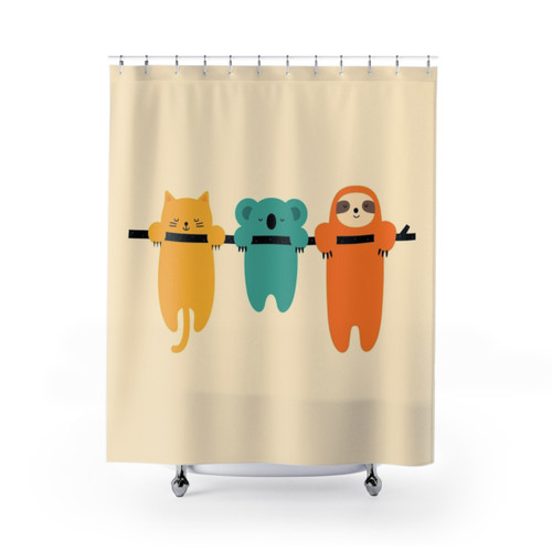 Cute Animal Shower Curtains - Hang In There Design