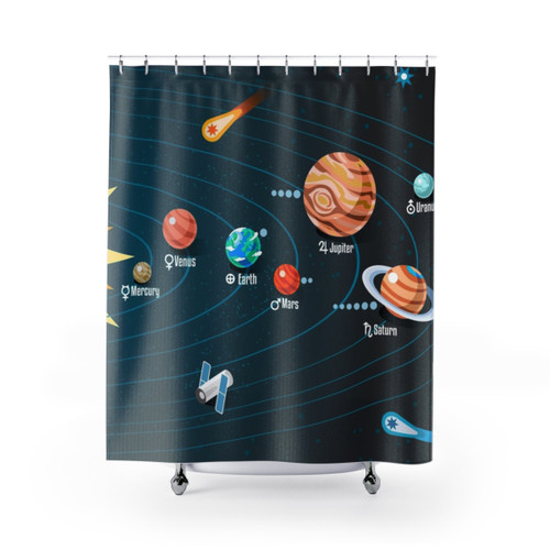 Vibrant Solar System Shower Curtain