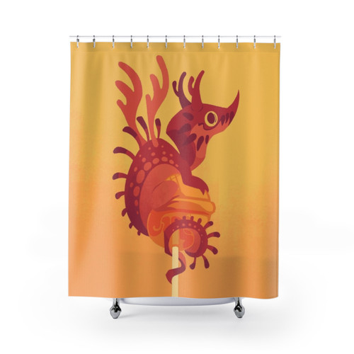 Dragonpop Alebrije Cherry Orange Shower Curtain