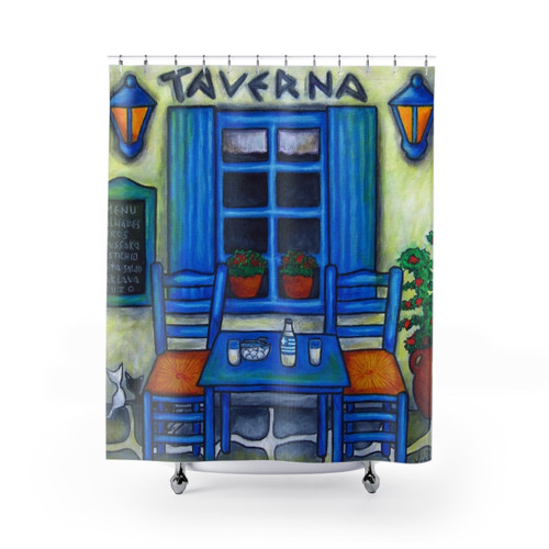 Colorful Greek Taverna Shower Curtain