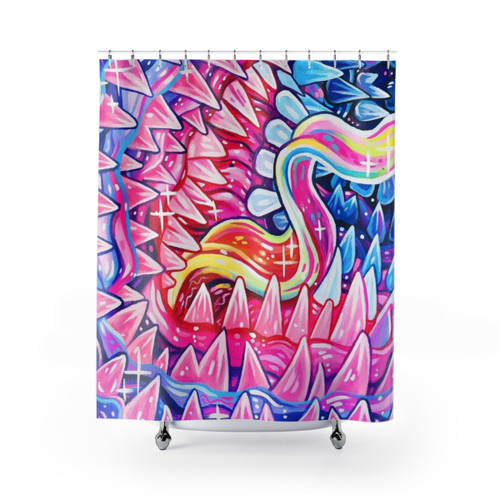 Colorful shower curtains with creepy animal designs