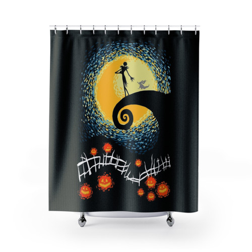 Starry Nightmare Shower Curtains featuring Jack Skellington design
