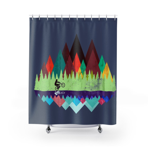MTB Trails Retro Shower Curtain