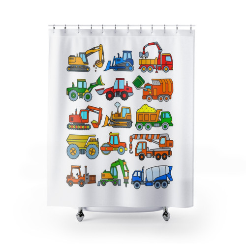 Construction vehicles shower curtain