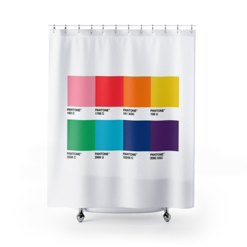 Colorful PANTONE RAINBOW Shower Curtains for Aesthetic Bathroom Decor