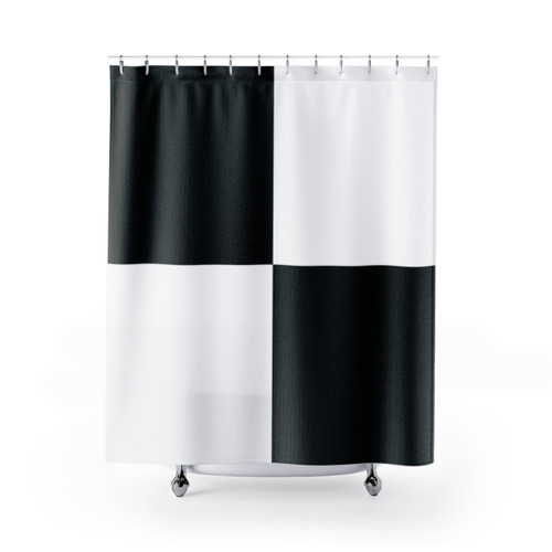 Black and White Quad Contrast Blocks Shower Curtains