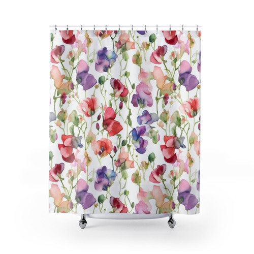 Whimsical Floral Watercolor Shower Curtains