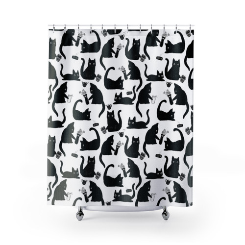 Bad Cats Shower Curtains with Funny Feline Design