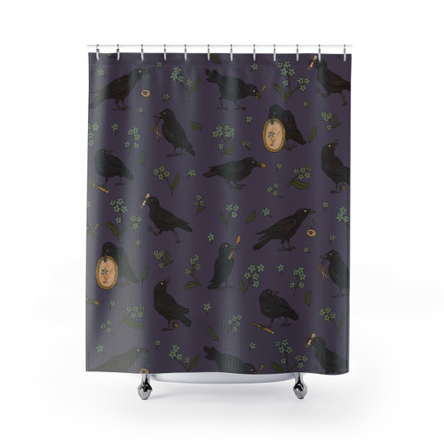 Raven-themed shower curtain by The Go-Betweens